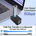 3 Port Portable USB Hub 1 USB 3.0 2 USB 2.0 90 Degree Data Splitter Adapter for PC Laptop MAC
