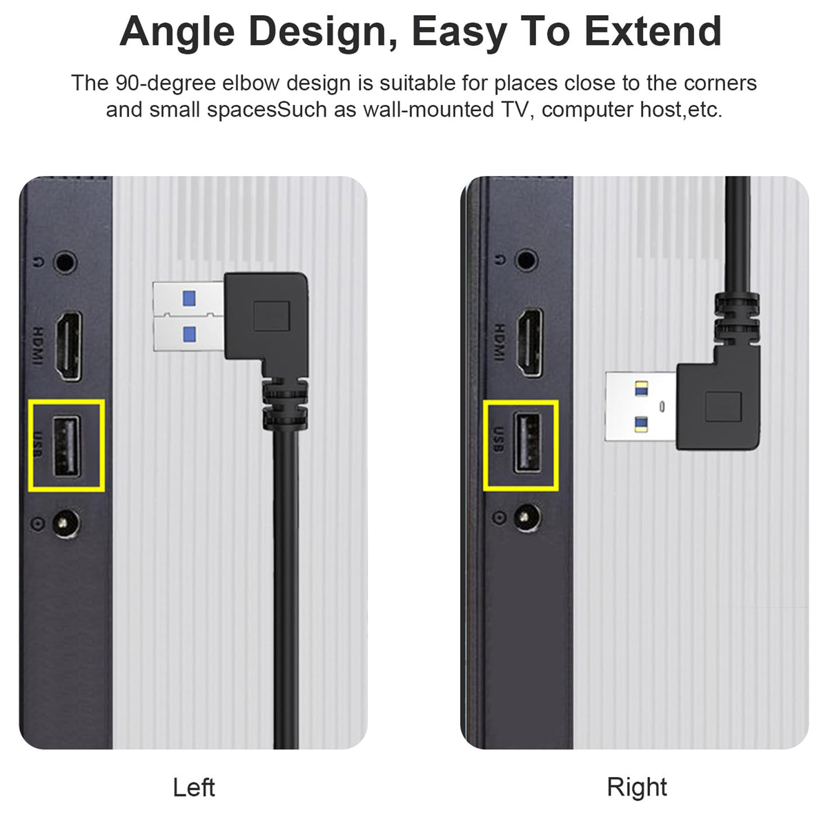 USB 3.0 Extension Cable Male to Female 90 Degree Right Angle 25cm 5Gbps SuperSpeed for PC Laptop Hard Drive Keyboard Mouse USB Hub