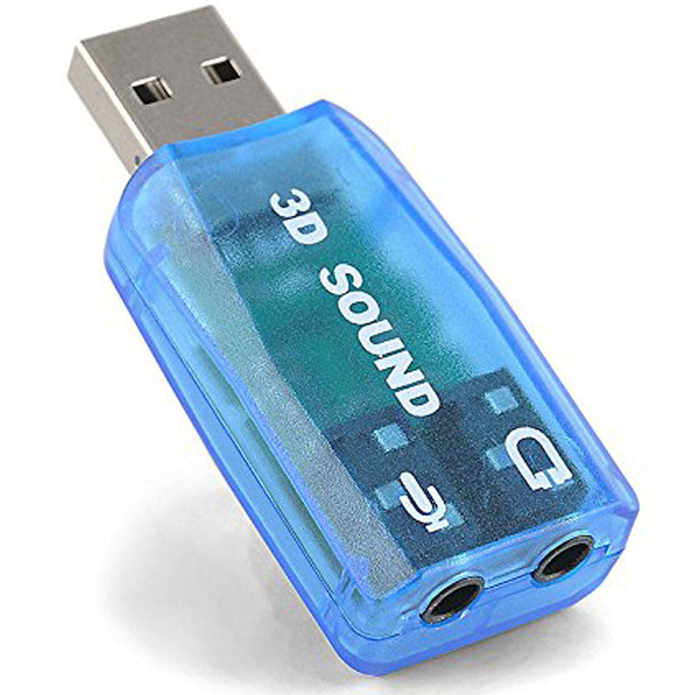 USB Sound Card Adapter, USB to 3.5mm Headphone & Microphone Jack, 5.1 Channel Stereo, Plug & Play, Raspberry Pi, Windows, Mac, Linux, PS4, PC