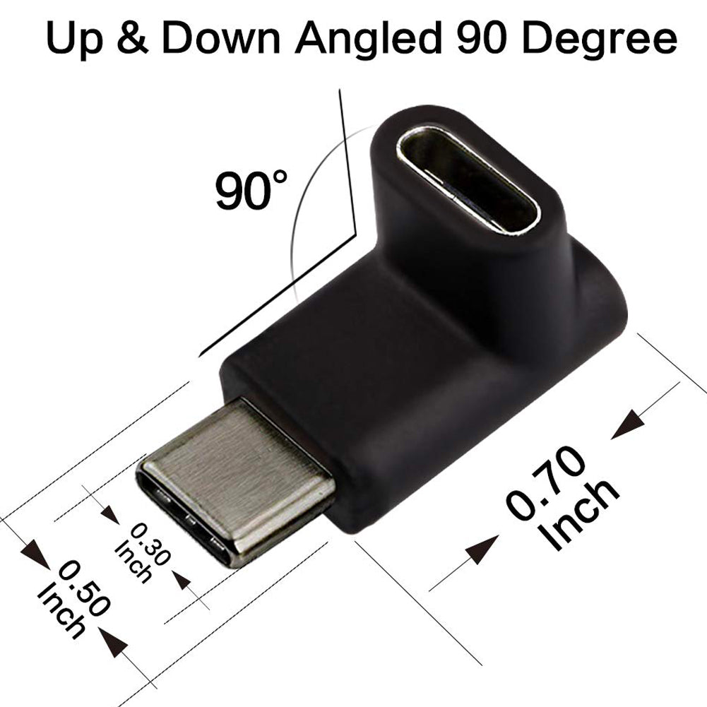 USB C Male to Female 90 Degree Adapter Type C Angled Extension Connector Compatible with Laptops Tablets Phones