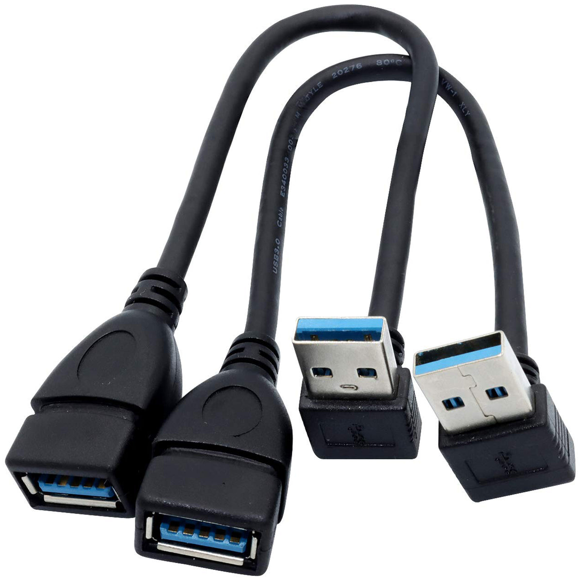 USB 3.0 Extension Cable Male to Female 90 Degree Up Down Angle 23cm 5Gbps SuperSpeed for PC Laptop Hard Drive Keyboard Mouse USB Hub
