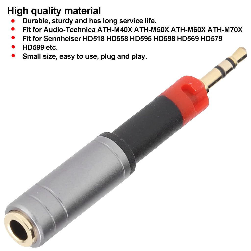 2.5mm Male to 3.5mm Female Audio Adapter Headphone Aux Converter Compatible with Audio-Technica ATH-M40X M50X Sennheiser HD598 HD599