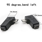 Micro USB Male to Mini USB Female Adapter Connector (Straight / Left-Angle / Right-Angle) for Charging and Data Sync