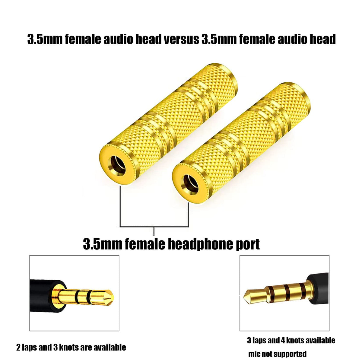 3.5mm Female to Female Stereo Coupler Gold Plated 1/8 Inch TRS AUX Adapter Extend AUX Cables