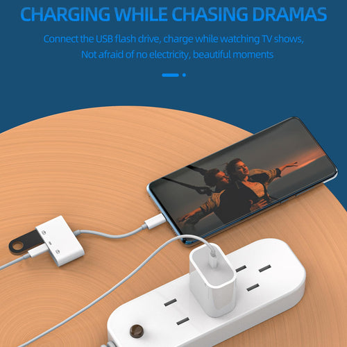 3 in 1 USB C to Dual USB A OTG Adapter Type C Charging Converter Cable Hub for Tablet Smartphone MacBook Pro