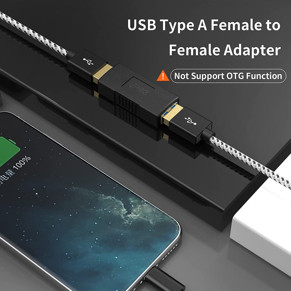 USB 3.0 Female to Female Coupler Adapter USB A to USB A Extension Connector 5Gbps for Hard Drive Flash Drive Keyboard Mouse Cable Extension