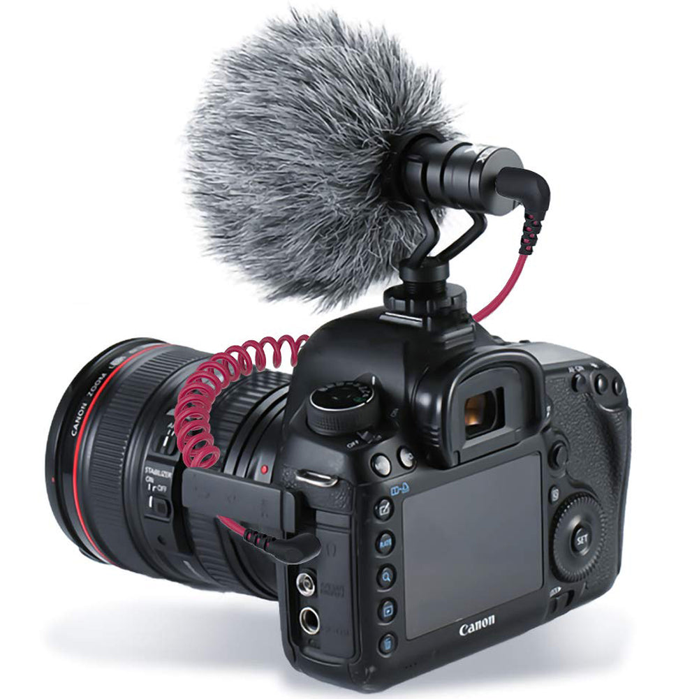 3.5mm TRS Male to Male Coiled Microphone Cable Right Angle Plug for Camera Wireless Mic Receiver DSLR Camcorder Compatible with Rode SC2
