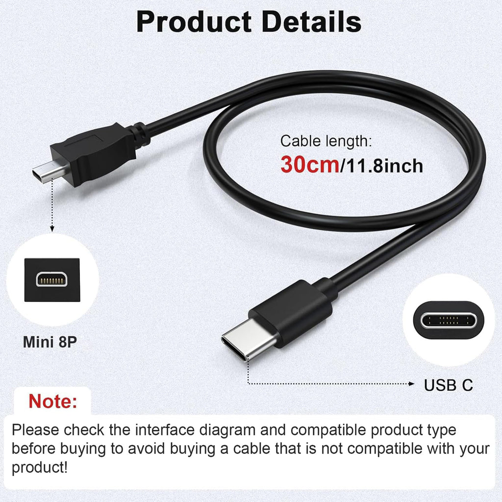 USB C to UC E6 Camera Cable for Nikon DSLR Coolpix D3300 D3200 D5300 D7200 D750 and Sony Panasonic 8 Pin Mini USB to Type C Photo Transfer Cord for iPhone 16 15 iPad