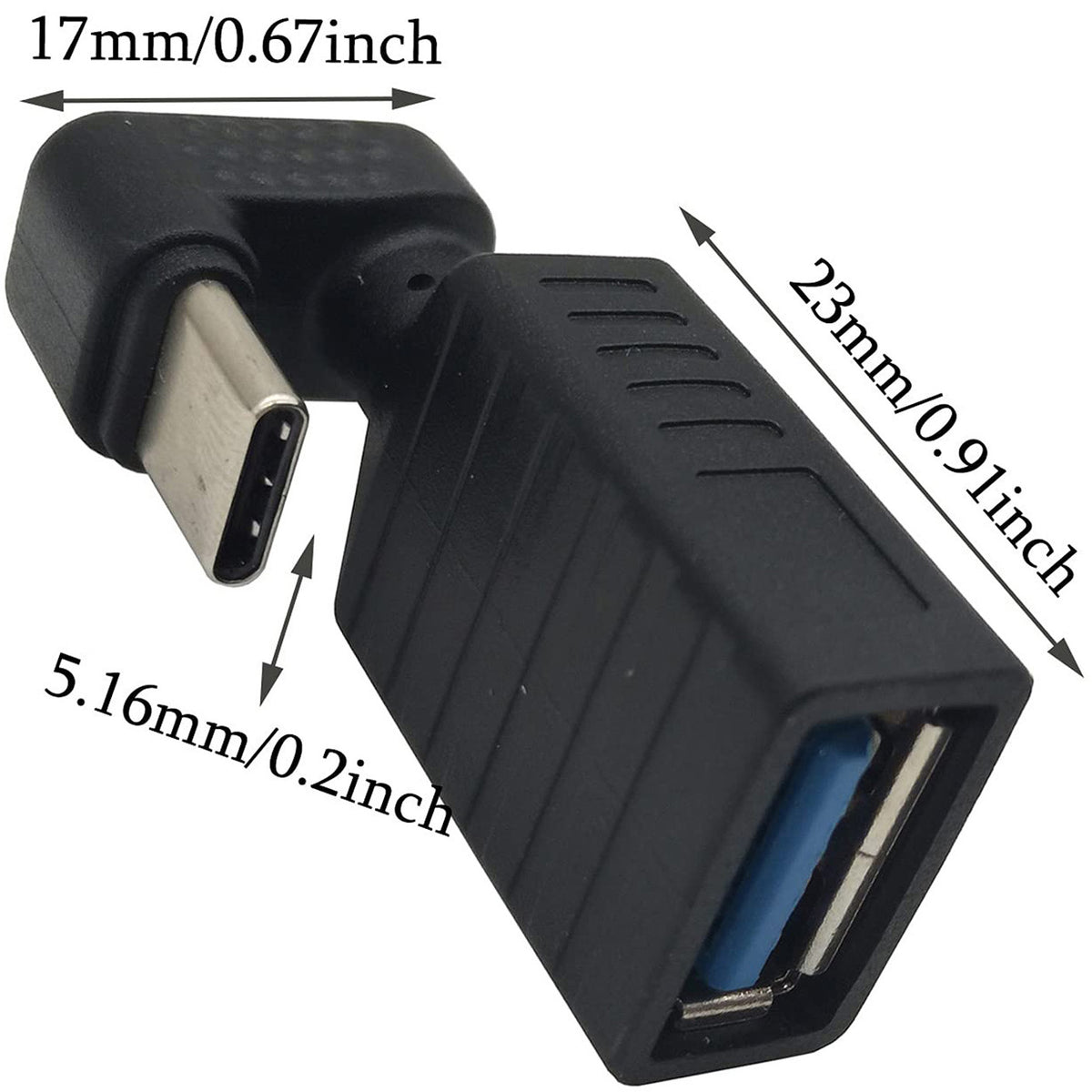 USB C Male to USB A 3.0 Female 180 Degree U Shape Adapter Fast Charging for Samsung Galaxy S9 MacBook Huawei Google Pixel Phone Tablet