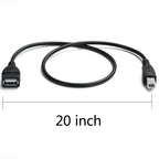 USB 2.0 Type-A Female to Type-B Male Printer Adapter Cable (50cm, Black)