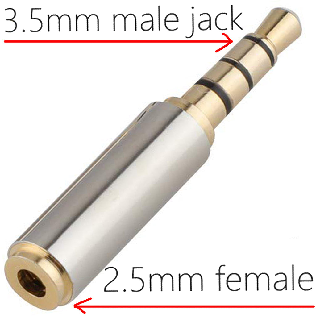 2.5mm to 3.5mm / 3.5mm to 2.5mm Audio Adapter Gold Plated Stereo Converter Headphone Mic Jack Compatible with Smartphones Tablets PC