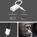 3.5mm AUX to USB 2.0 Adapter for Car MP3 Decoder – 15cm Cable, Play USB Flash Drive Music via Car AUX-IN Port