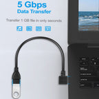 USB 3.0 Extension Cable Male to Female 90 Degree Right Angle 25cm 5Gbps SuperSpeed for PC Laptop Hard Drive Keyboard Mouse USB Hub