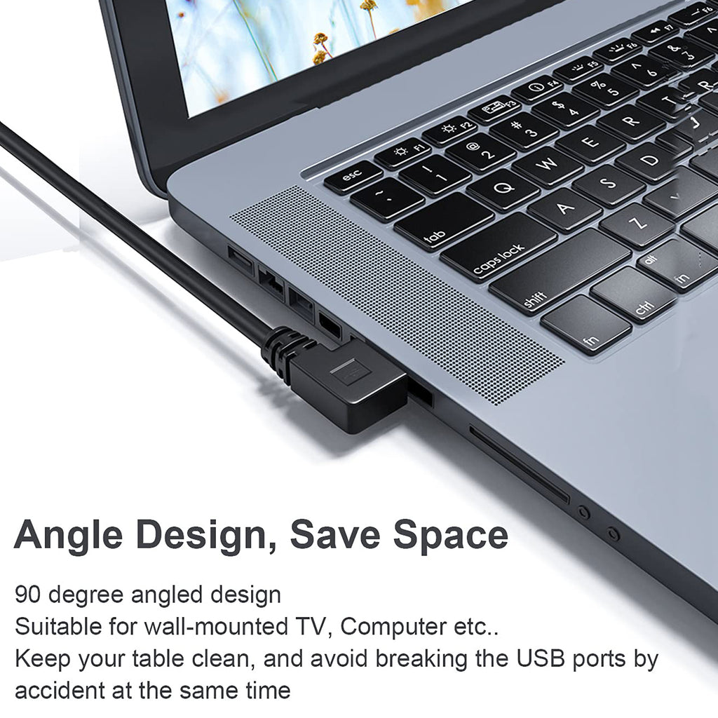 USB 3.0 Extension Cable Male to Female 90 Degree Right Angle 25cm 5Gbps SuperSpeed for PC Laptop Hard Drive Keyboard Mouse USB Hub