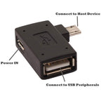 2-in-1 Powered Micro USB OTG Adapter with Right-Angle Connector for Fire TV Stick, NES Classic Mini, Sega Genesis