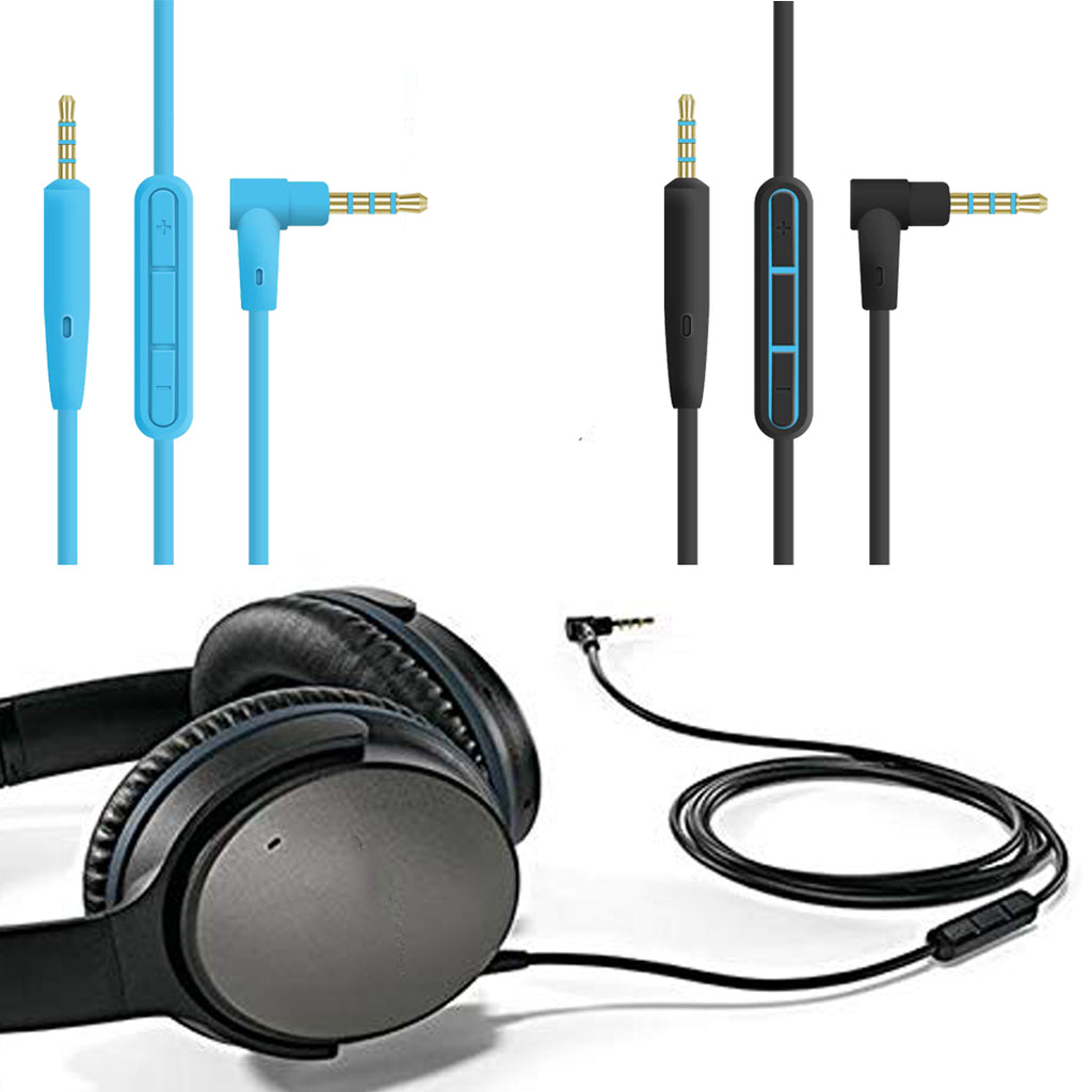 Replacement Audio Cable for Bose QC25 QC35 Headphones – 1.4m TPU Cord, Inline Mic & Volume Control, 3.5mm to 2.5mm