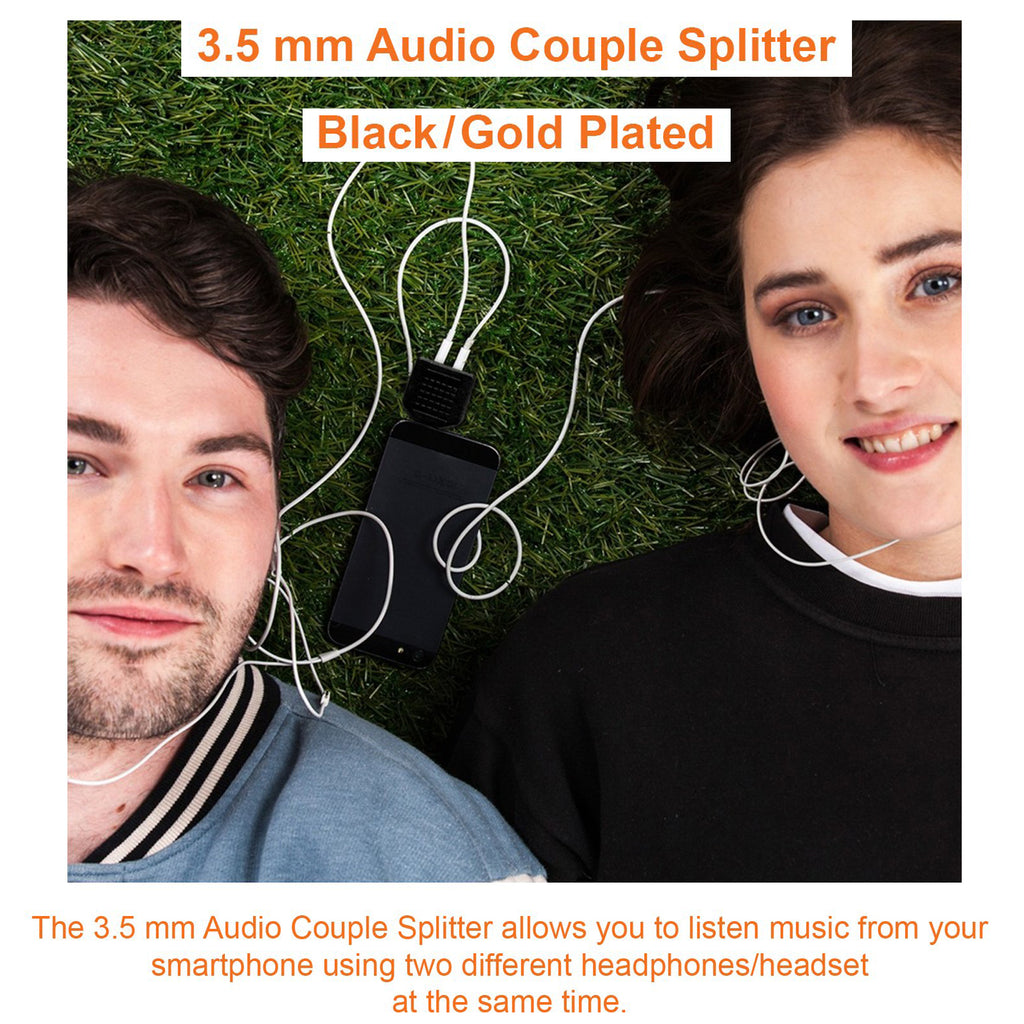 3.5mm Headphone Splitter 1 Male to 2 Female Audio Y Adapter Share Music with Two Headphones 1/8 Inch AUX Connector