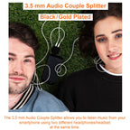 3.5mm Headphone Splitter 1 Male to 2 Female Audio Y Adapter Share Music with Two Headphones 1/8 Inch AUX Connector