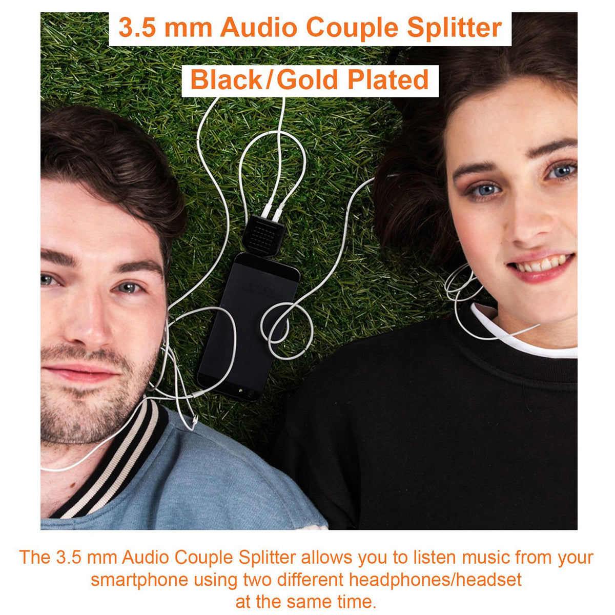 3.5mm Headphone Splitter 1 Male to 2 Female Audio Y Adapter Share Music with Two Headphones 1/8 Inch AUX Connector