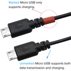 USB A to Dual Micro USB Y Splitter Cable 30cm Charge and Sync Two Micro USB Devices One Port Data and Charge One Port Charge Only