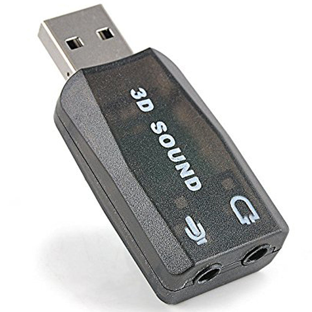 USB Sound Card Adapter, USB to 3.5mm Headphone & Microphone Jack, 5.1 Channel Stereo, Plug & Play, Raspberry Pi, Windows, Mac, Linux, PS4, PC