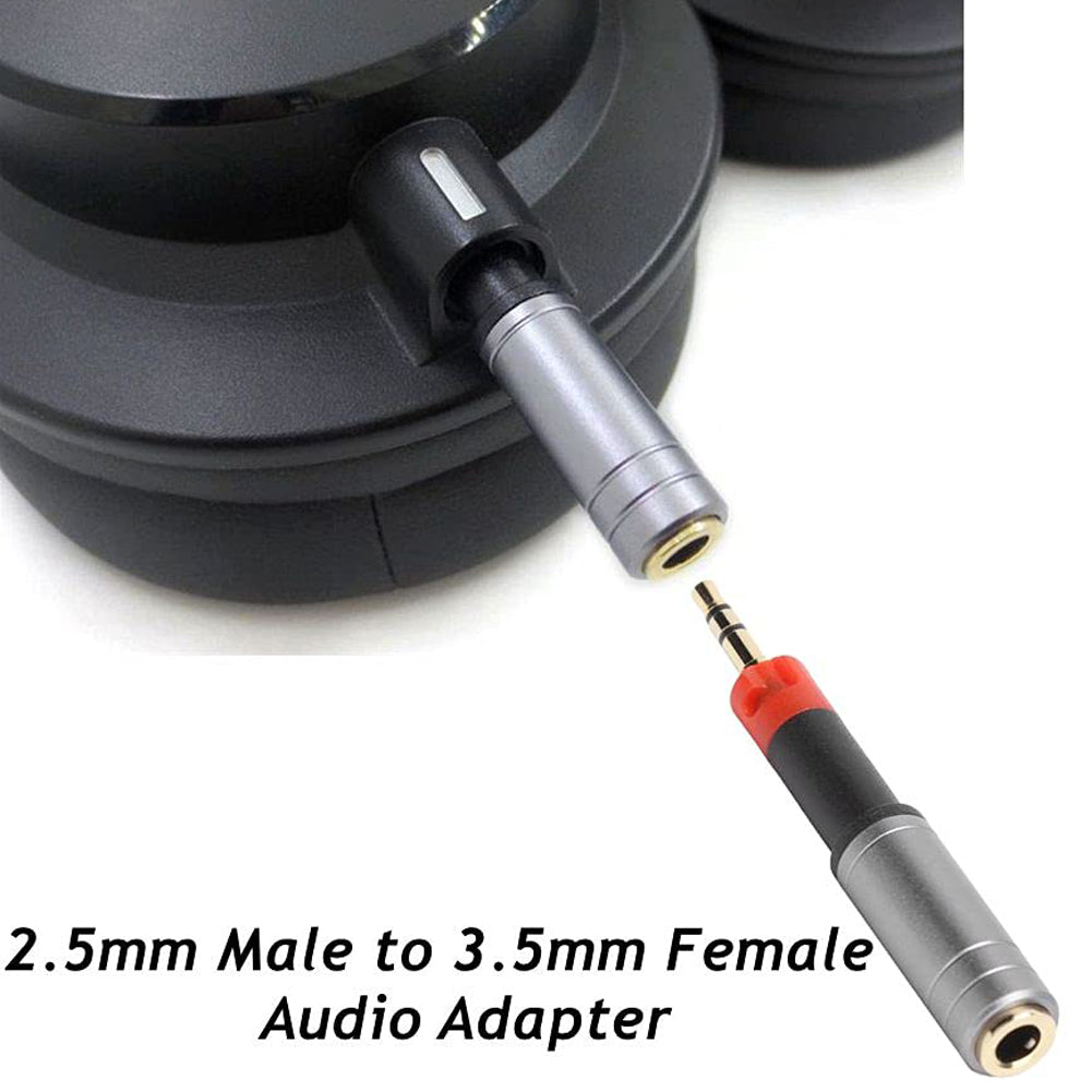 2.5mm Male to 3.5mm Female Audio Adapter Headphone Aux Converter Compatible with Audio-Technica ATH-M40X M50X Sennheiser HD598 HD599
