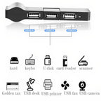 USB 2.0 Hub 4-Port 480Mbps, 90°/180° Rotatable, Plug & Play USB Splitter for Laptop, PC, Flash Drive, Keyboard, Mouse – Windows/Mac/Linux