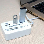 3 Port USB Hub and Multi Card Reader Combo External USB 2.0 Splitter SD TF Micro SD MS M2 Memory Card Adapter for PC Laptop Desktop Mac Windows