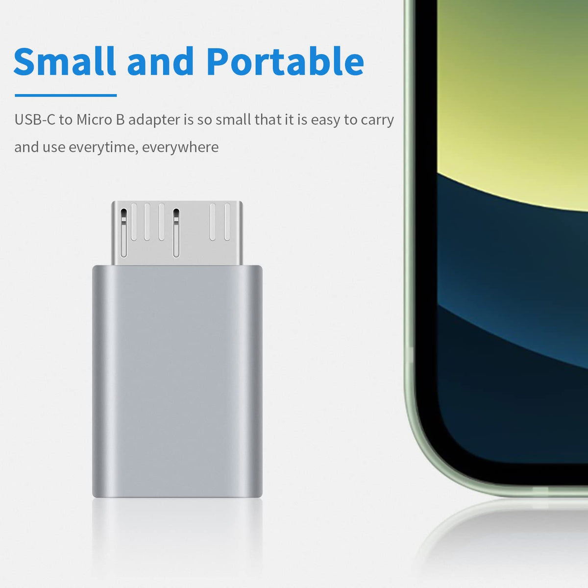 USB C to Micro B Adapter 5Gbps Type C to Micro USB 3.0 Adapter for External Portable Hard Drive SSD HDD Data Transfer and Charging
