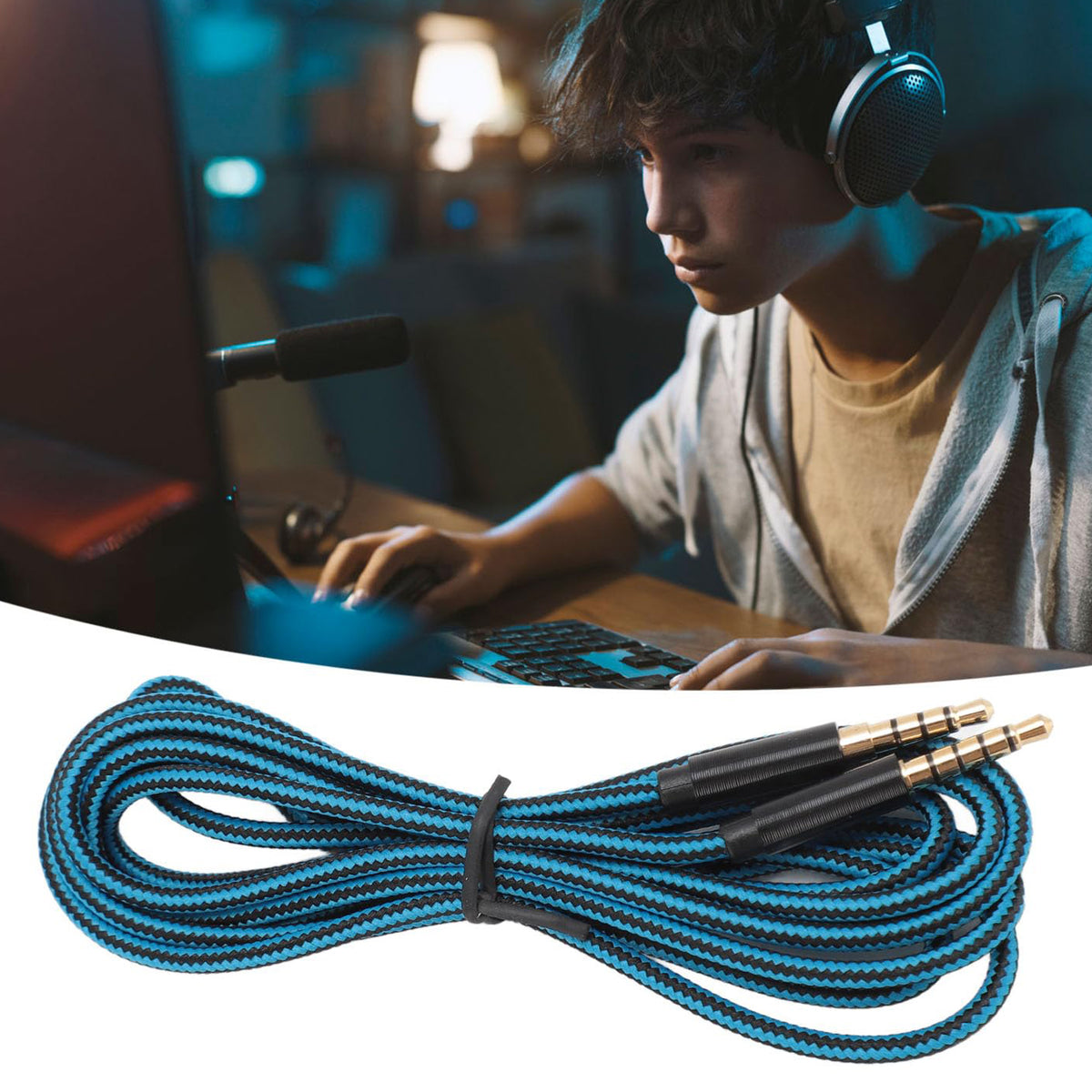 2M Replacement Audio Cable 3.5mm 5-Pole to 4-Pole Aux Cord Compatible with Astro A10 A30 A40 Gaming Headset PS4 Xbox Smartphone PC