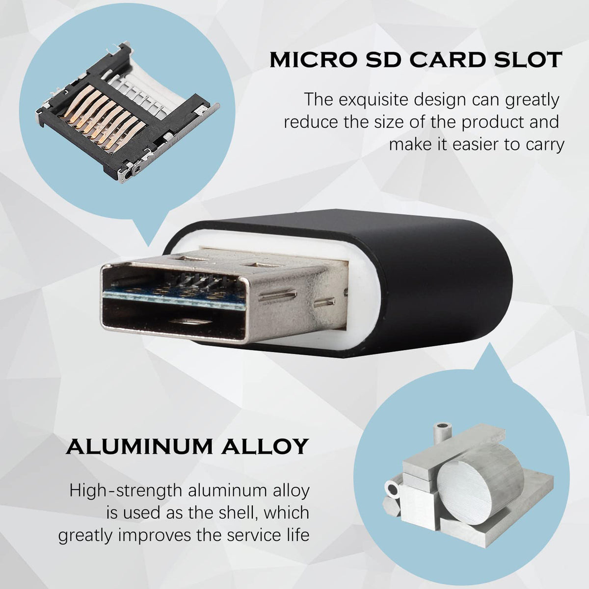 USB C and USB A Micro SD Card Reader 2 in 1 Dual Connector TF Memory Card Adapter OTG Converter for Android Phone iPad MacBook PC Laptop Dash Cam