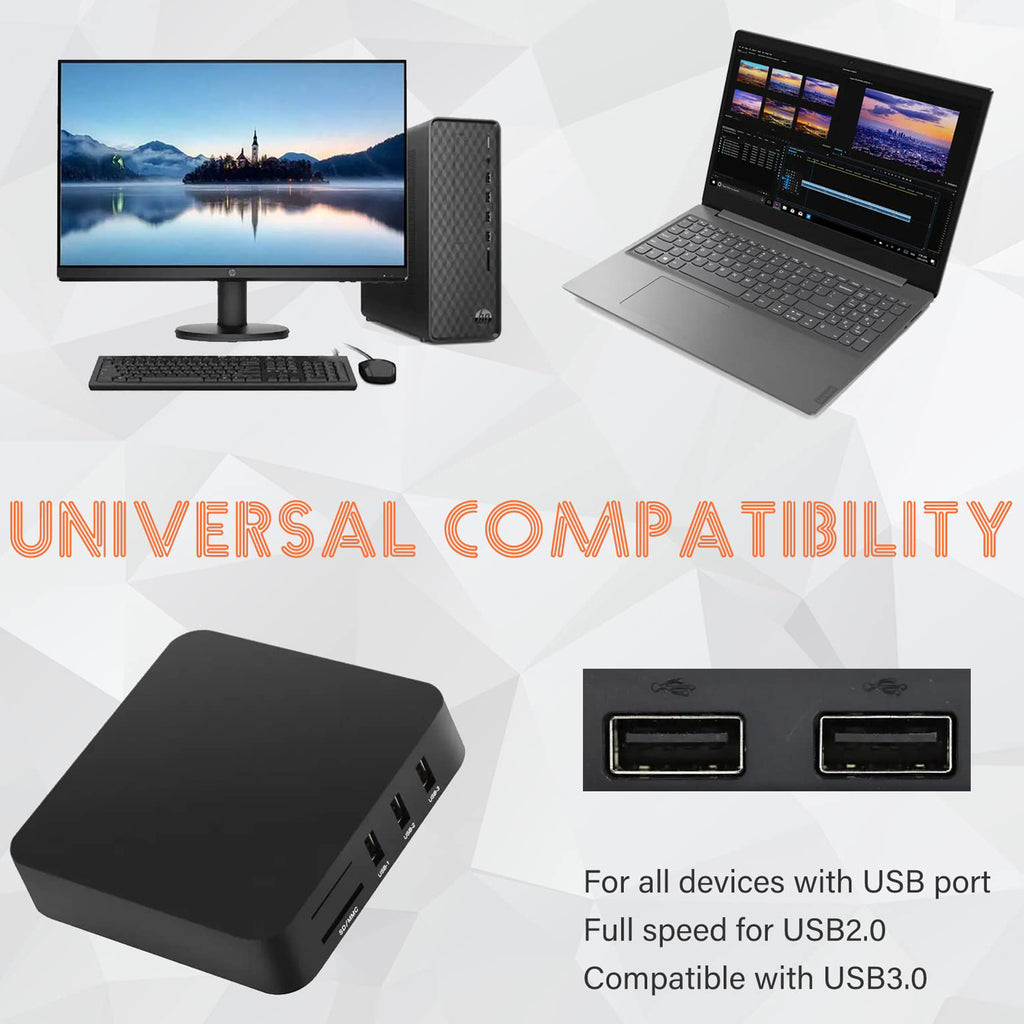 USB SD Card Reader 4 in 1 All in One Memory Card Adapter TF SD M2 MS with 360 Rotatable Swivel Cap for PC Laptop Desktop Camera Dash Cam