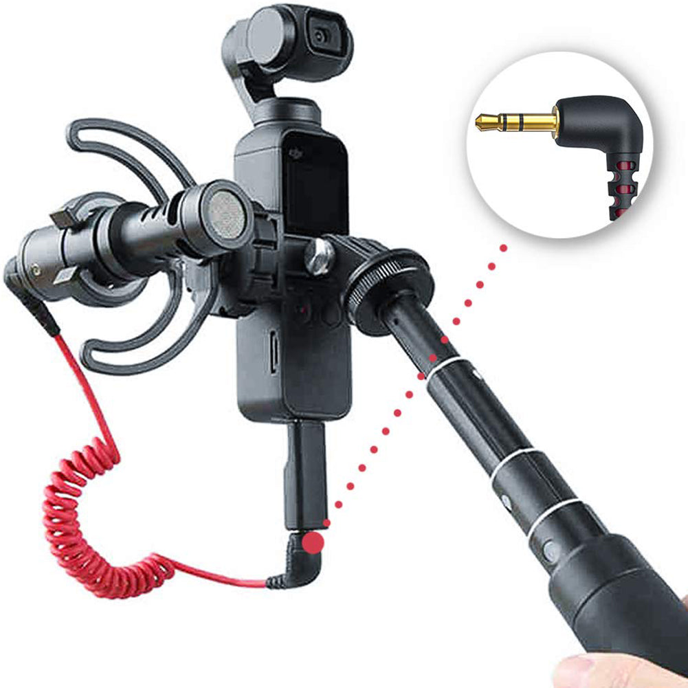 3.5mm TRS Male to Male Coiled Microphone Cable Right Angle Plug for Camera Wireless Mic Receiver DSLR Camcorder Compatible with Rode SC2
