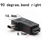 Mini USB Male to Micro USB Female Adapter Connector (Straight / Left-Angle / Right-Angle) for Charging and Data Sync