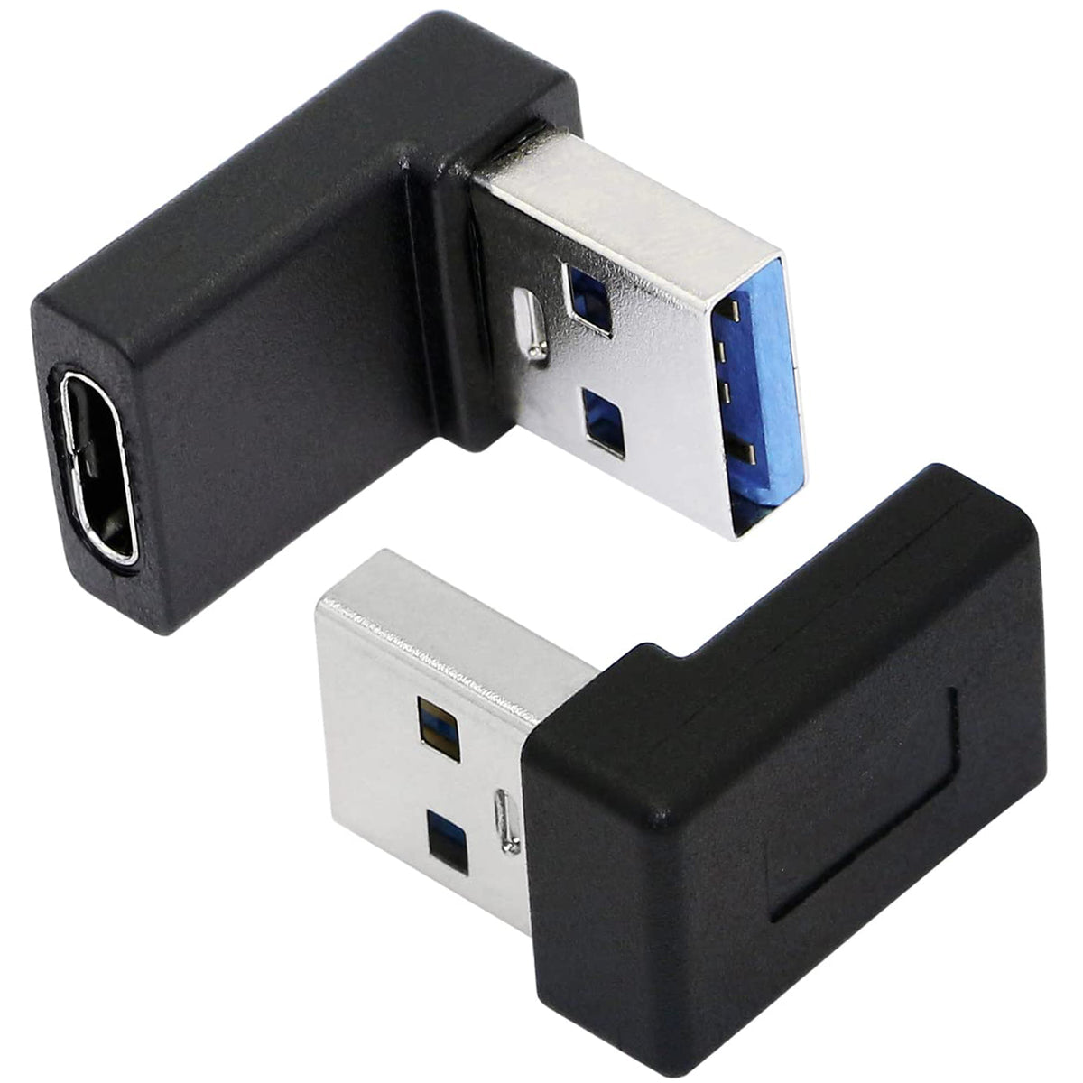 90 Degree USB C to USB A Adapter Type C Female to USB 3.0 Male Connector Compatible with Laptops Wall Chargers