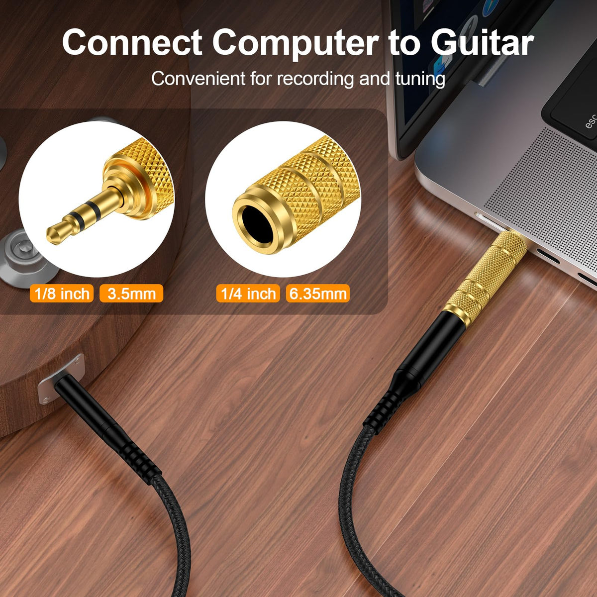 3.5mm Male to 6.35mm Female Stereo Audio Adapter Gold Plated 1/8 Inch to 1/4 Inch TRS Headphone Jack Converter