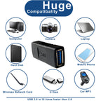 USB 3.0 Female to Female Coupler Adapter USB A to USB A Extension Connector 5Gbps for Hard Drive Flash Drive Keyboard Mouse Cable Extension