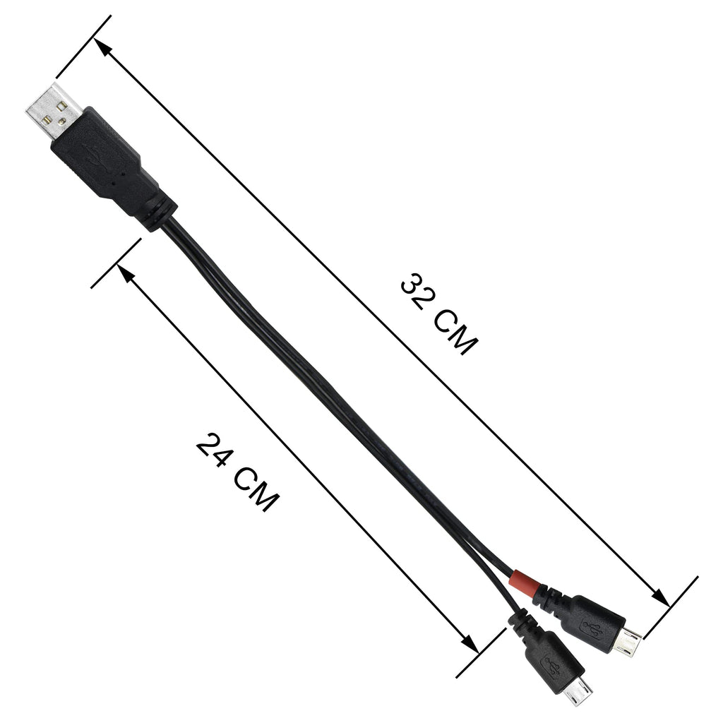 USB A to Dual Micro USB Y Splitter Cable 30cm Charge and Sync Two Micro USB Devices One Port Data and Charge One Port Charge Only