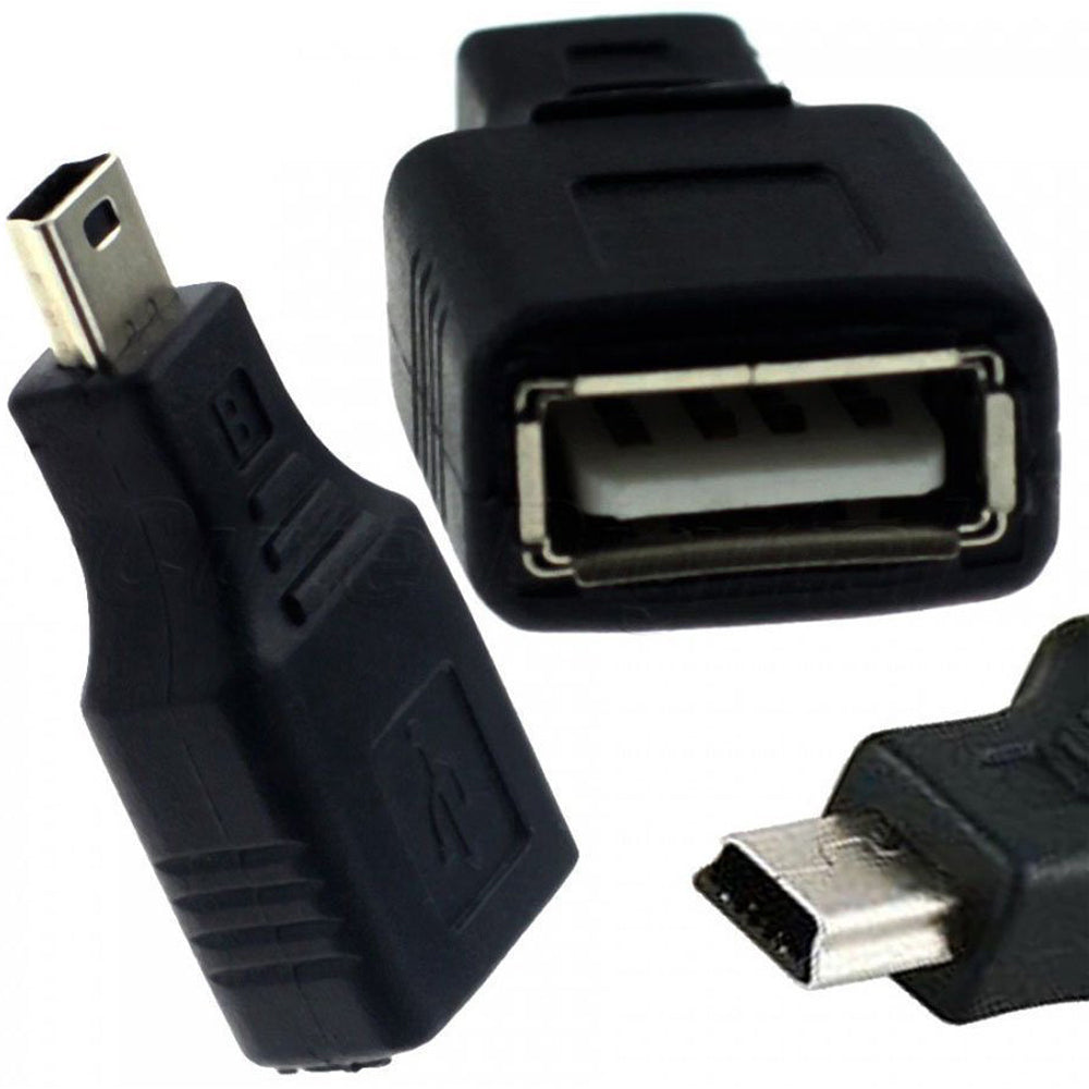 USB 2.0 Type A Female to Mini USB 5 Pin Male Adapter Converter Data Sync Connector