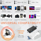 6 in 1 USB C SD Card Reader OTG Adapter Type C USB A Micro USB 3 Plugs Micro SD TF with USB Port for iPhone 16 15 Samsung Galaxy iPad MacBook Android PC Laptop