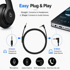 Replacement Audio Cable for Beats Studio Solo Pro Headphones – 1.4m TPU Cord, Inline Mic & Remote, 3.5mm
