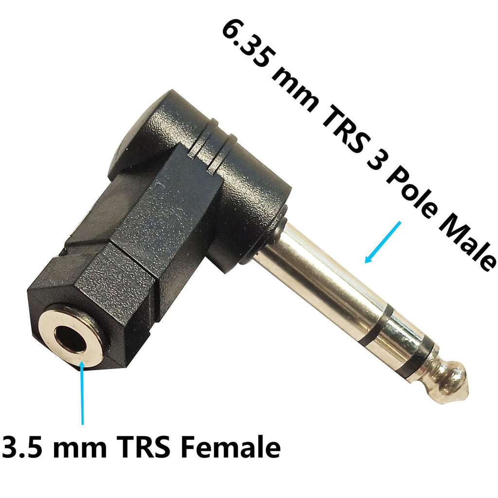 6.35mm to 3.5mm Right Angle Adapter 1/4 Inch TRS Male to 1/8 Inch Female 90 Degree Stereo Audio Converter for Guitar Piano Amplifier Mixer