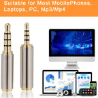 2.5mm to 3.5mm / 3.5mm to 2.5mm Audio Adapter Gold Plated Stereo Converter Headphone Mic Jack Compatible with Smartphones Tablets PC