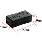 Mini USB Male to Micro USB Female Adapter Connector (Straight / Left-Angle / Right-Angle) for Charging and Data Sync