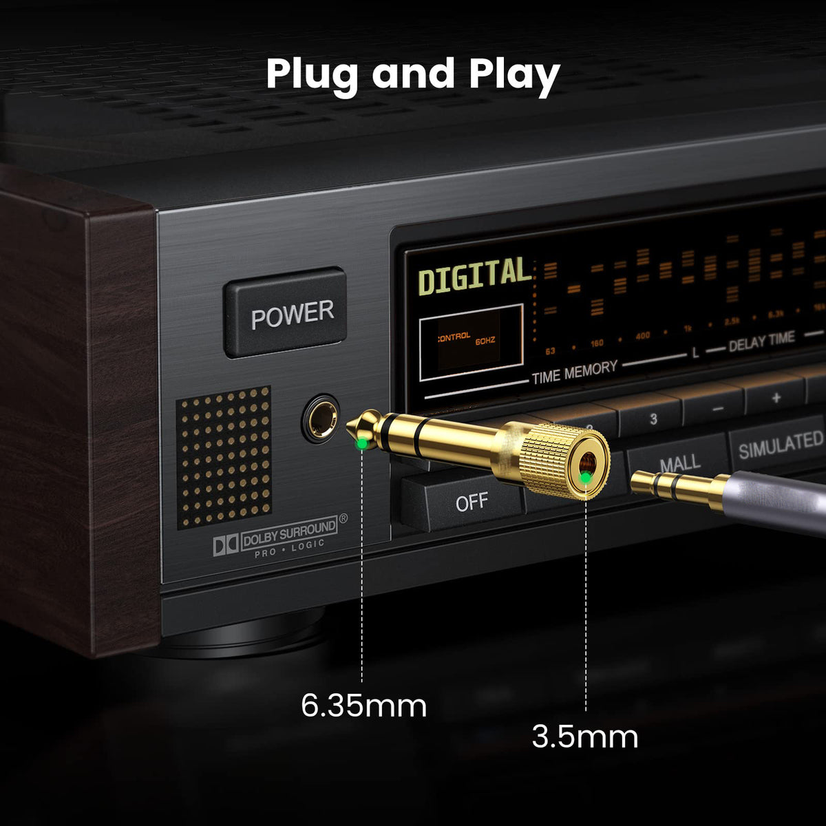 6.35mm to 3.5mm Headphone Adapter – Gold-Plated 1/4 to 1/8 Stereo Audio Jack Converter for Piano, Guitar & Amp