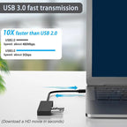 4-Port USB 3.0 Hub – 5Gbps Data Transfer LED Indicator Ultra-Slim 1cm No Charging for USB-A Laptops and PCs