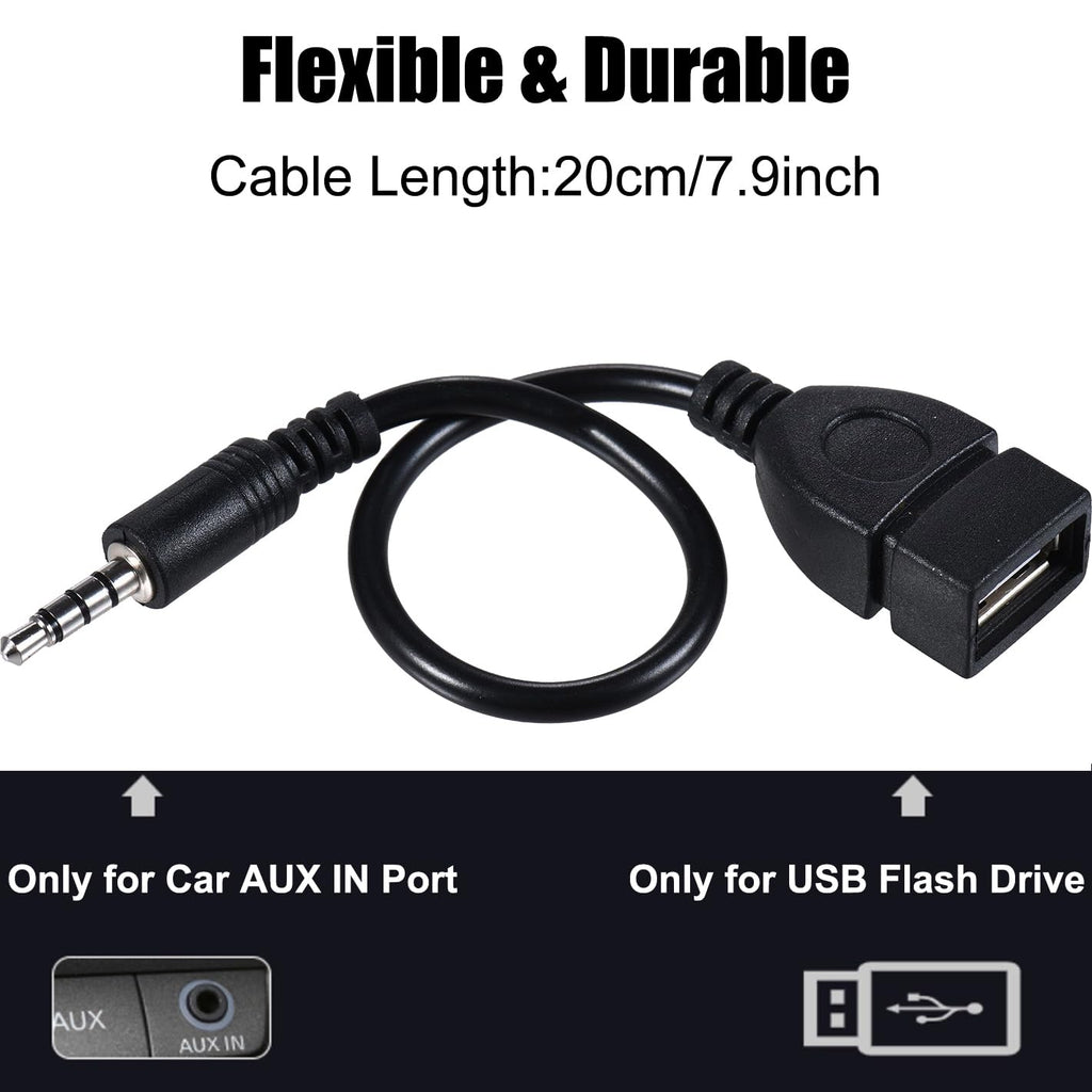 3.5mm AUX to USB Adapter Cable – Play USB Flash Drive Music in Car (Requires AUX Decode Function)