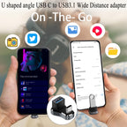Widened 180 Degree U Shape USB C to USB 3.1 OTG Adapter Type C Male to USB A Female 10Gbps Converter for Steam Deck Switch Laptop Smartphone