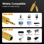 3.5mm Male to 6.35mm Female Stereo Audio Adapter Gold Plated 1/8 Inch to 1/4 Inch TRS Headphone Jack Converter