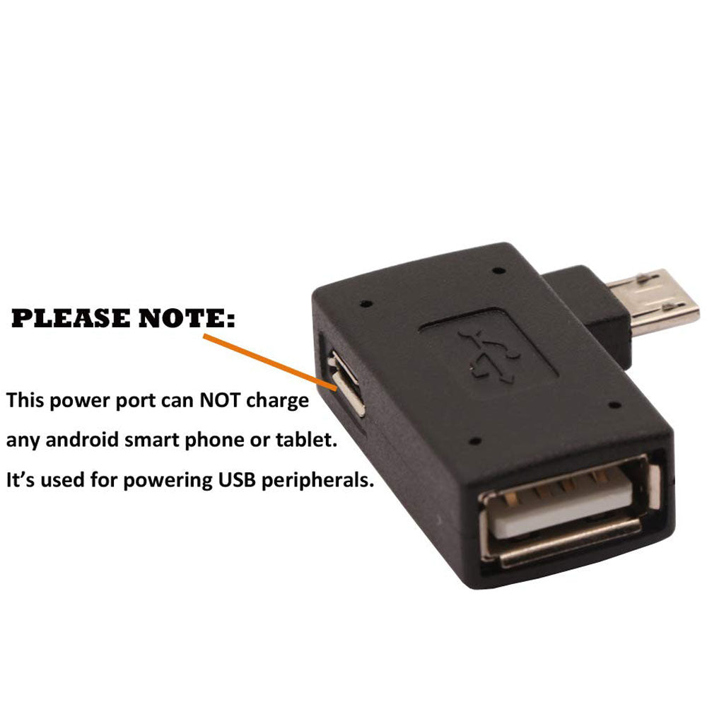2-in-1 Powered Micro USB OTG Adapter with Right-Angle Connector for Fire TV Stick, NES Classic Mini, Sega Genesis